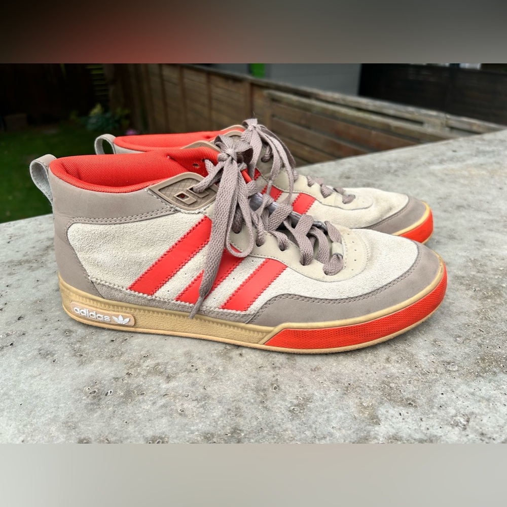 Adidas orange and tan hightops